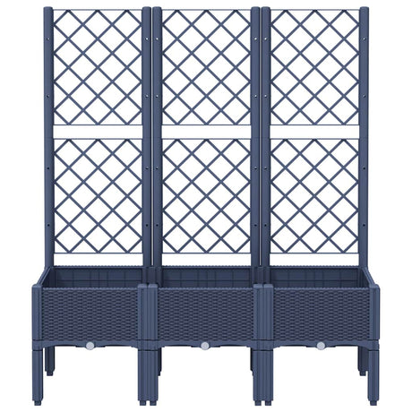 Vidaxl plantenbak met latwerk 120x40x142 cm polypropeen blauwgrijs
