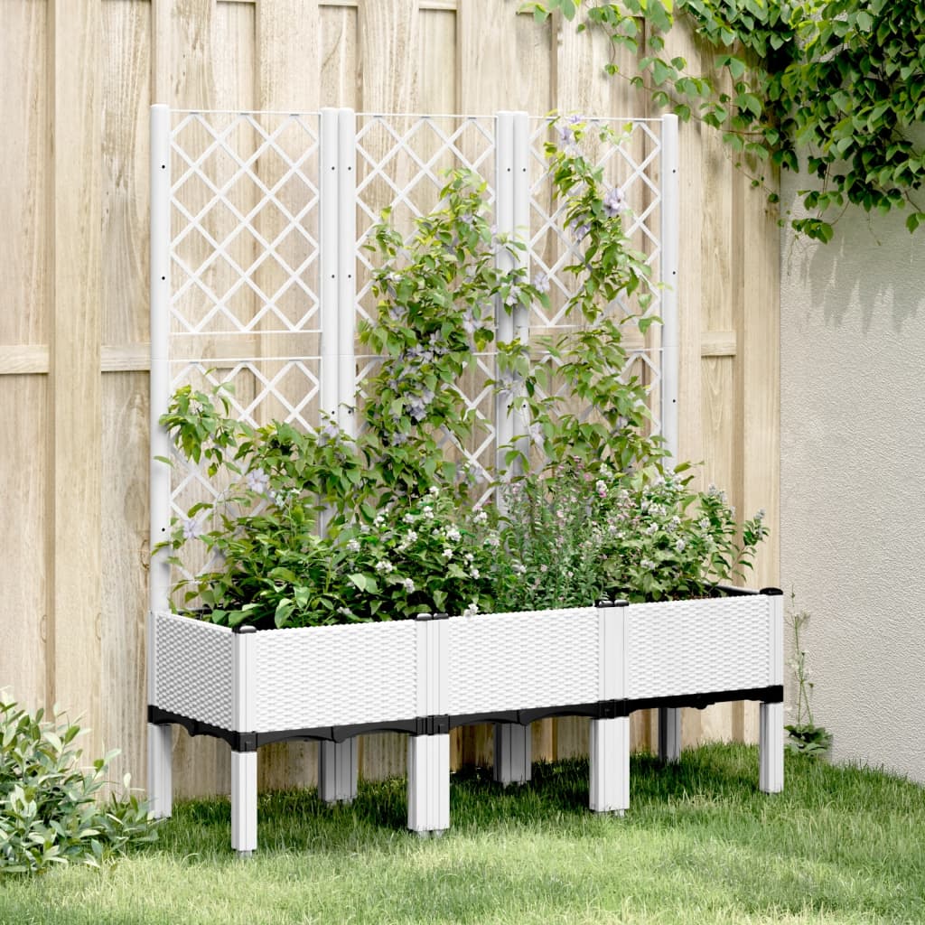 Vidaxl Plannet avec latwerk 120x40x142 cm en polypropène blanc