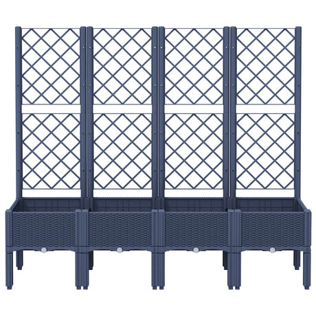 Vidaxl plantenbak met latwerk 160x40x142 cm polypropeen blauwgrijs