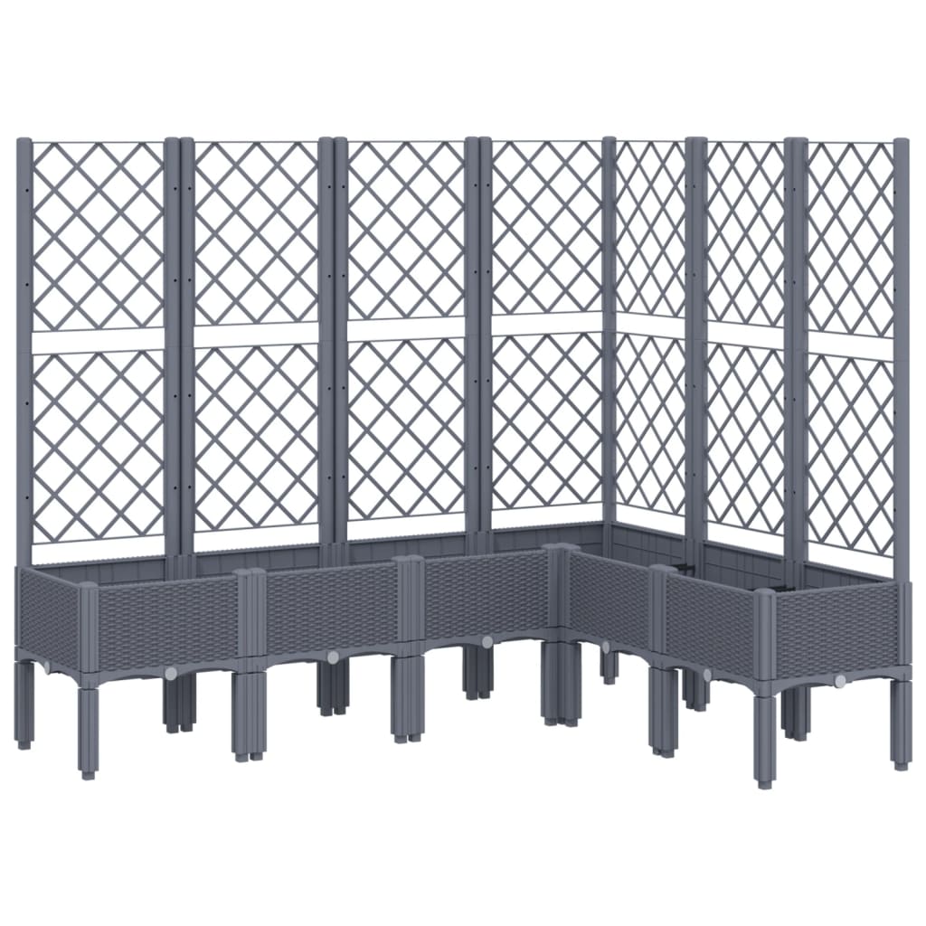 VidaXL Planter with slat work 160x120x142 cm Polypropene gray