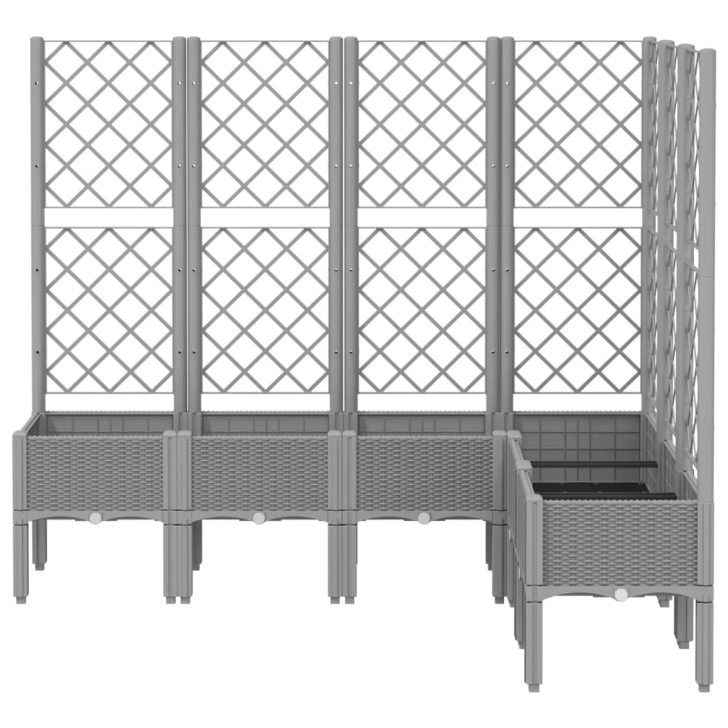 Planteur Vidaxl avec talons 160x120x142 cm en polypropène gris clair