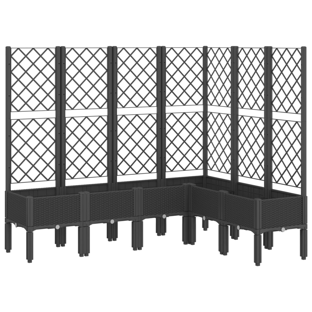 VidaXL Planter with Latwerk 160x120x142 cm Polypropene Black