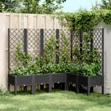 VidaXL Planter with Latwerk 160x120x142 cm Polypropene Black