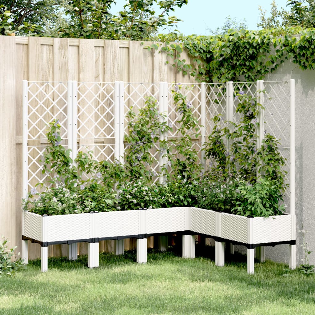 Jardinière Vidaxl avec latwerk 160x120x142 cm en polypropène blanc