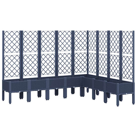 Vidaxl plantenbak met latwerk 200x160x142 cm polypropeen blauwgrijs