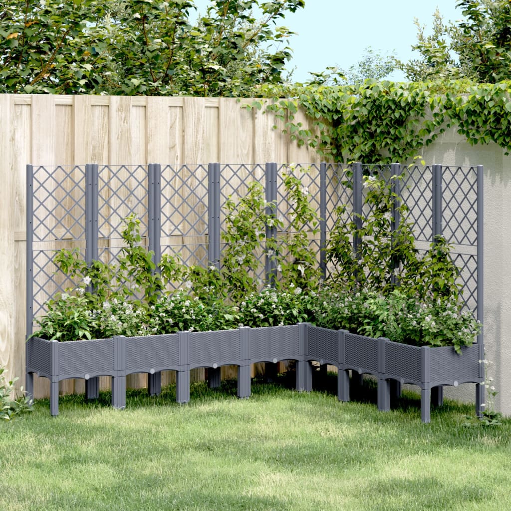 Jardinière Vidaxl avec scolarisé 200x160x142 cm Gray en polypropène