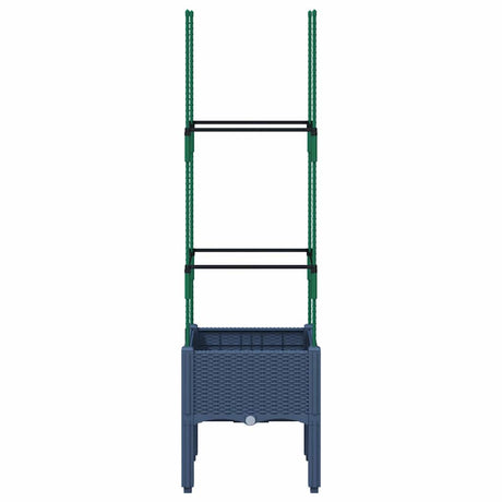 Vidaxl plantenbak met latwerk 40x40x142,5 cm polypropeen blauwgrijs