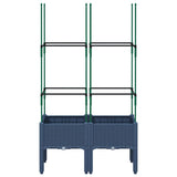 Vidaxl plantenbak met latwerk 80x40x142,5 cm polypropeen blauwgrijs