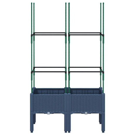 Vidaxl plantenbak met latwerk 80x40x142,5 cm polypropeen blauwgrijs