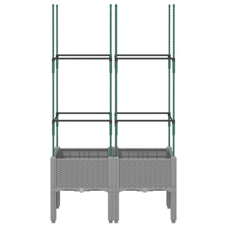 Vidaxl plantenbak met latwerk 80x40x142,5 cm polypropeen lichtgrijs