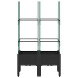 Vidaxl plantenbak met latwerk 80x40x142,5 cm polypropeen zwart