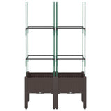Vidaxl plantenbak met latwerk 80x40x142,5 cm polypropeen bruin