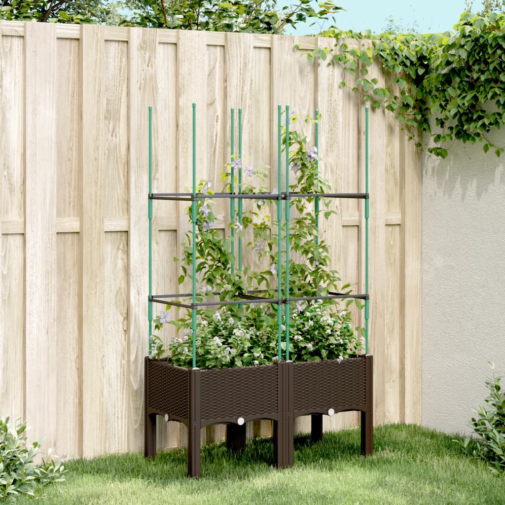 Vidaxl planter med latwerk 80x40x142,5 cm polypropenbrun