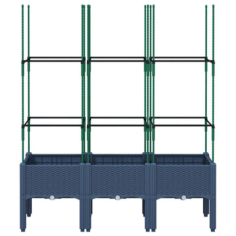 Vidaxl plantenbak met latwerk 120x40x142,5 cm polypropeen blauwgrijs