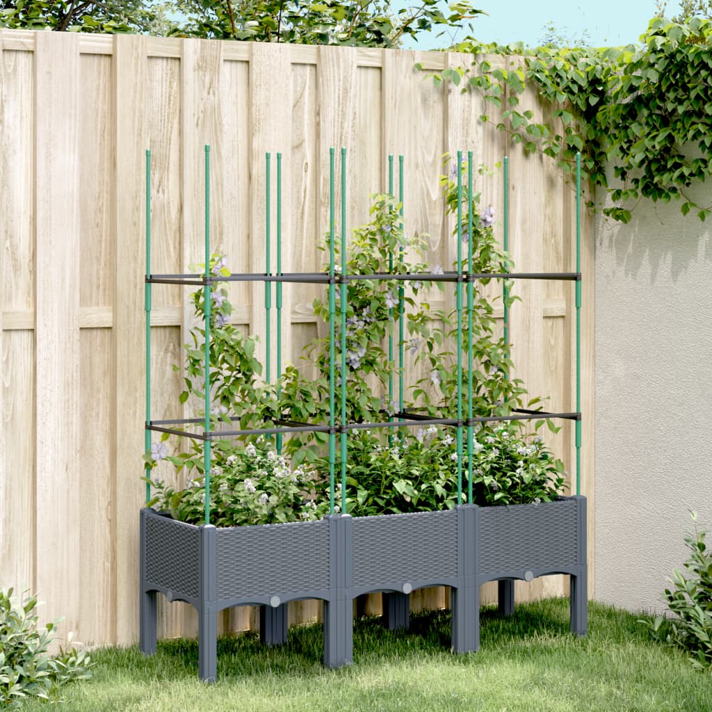 VidaXL Plannet with slat work 120x40x142.5 cm Polypropene gray