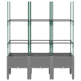Vidaxl plantenbak met latwerk 120x40x142,5 cm polypropeen lichtgrijs