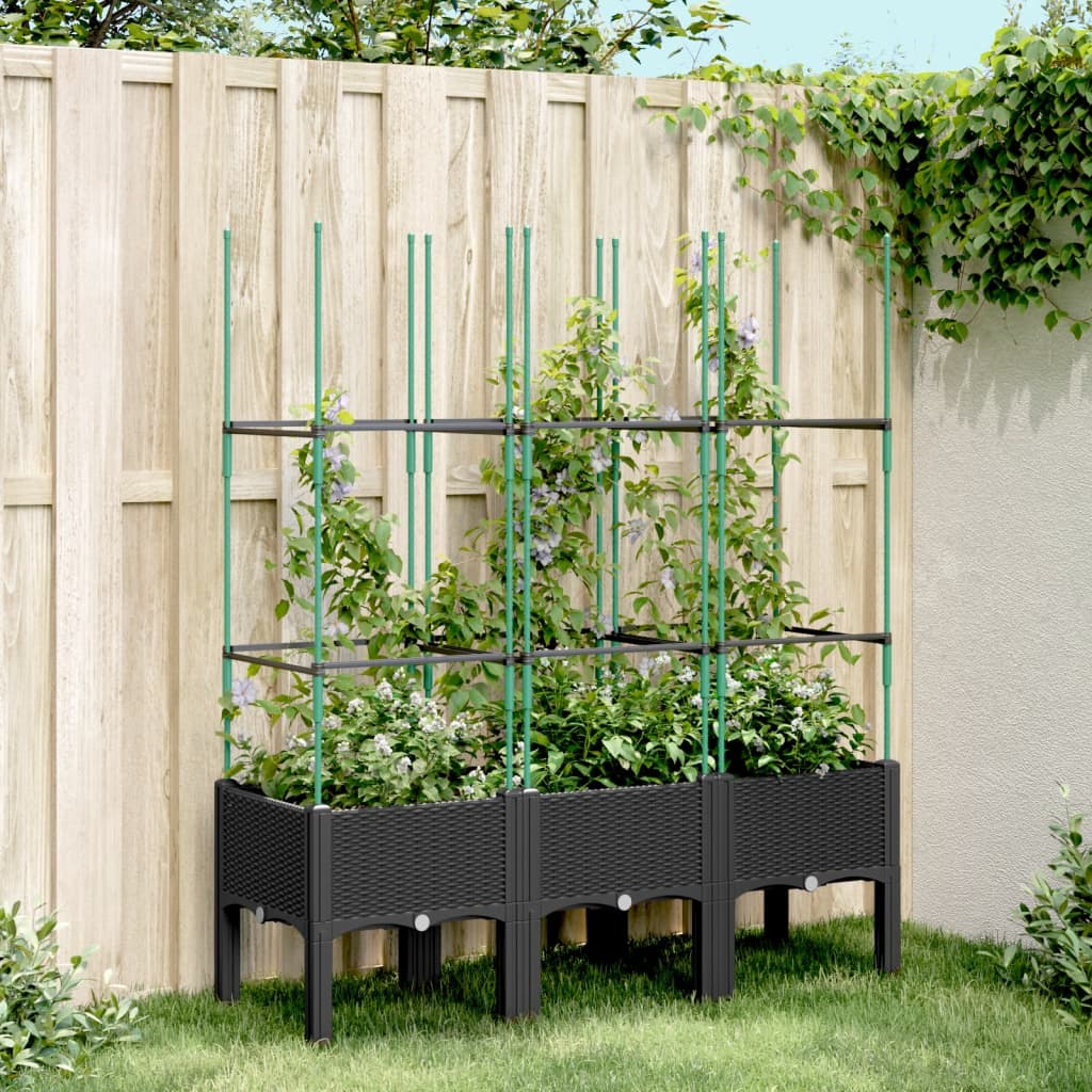 Vidaxl planter med latwerk 120x40x142,5 cm polypropen sort