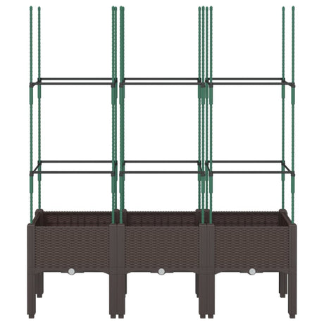 Vidaxl plantenbak met latwerk 120x40x142,5 cm polypropeen bruin