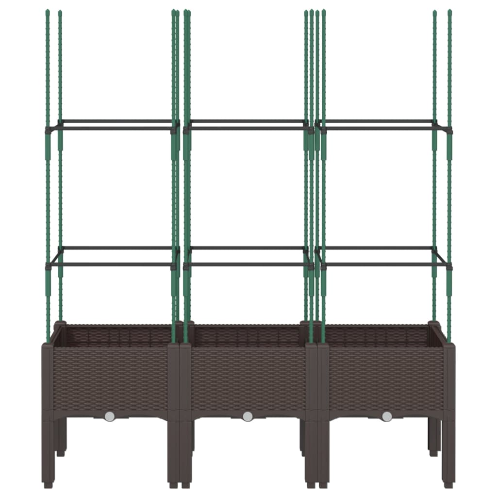 Vidaxl Planter med lamellarbete 120x40x142,5 cm polypropenbrunt