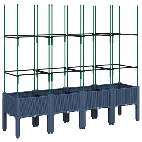 Vidaxl plantenbak met latwerk 160x40x142,5 cm polypropeen blauwgrijs
