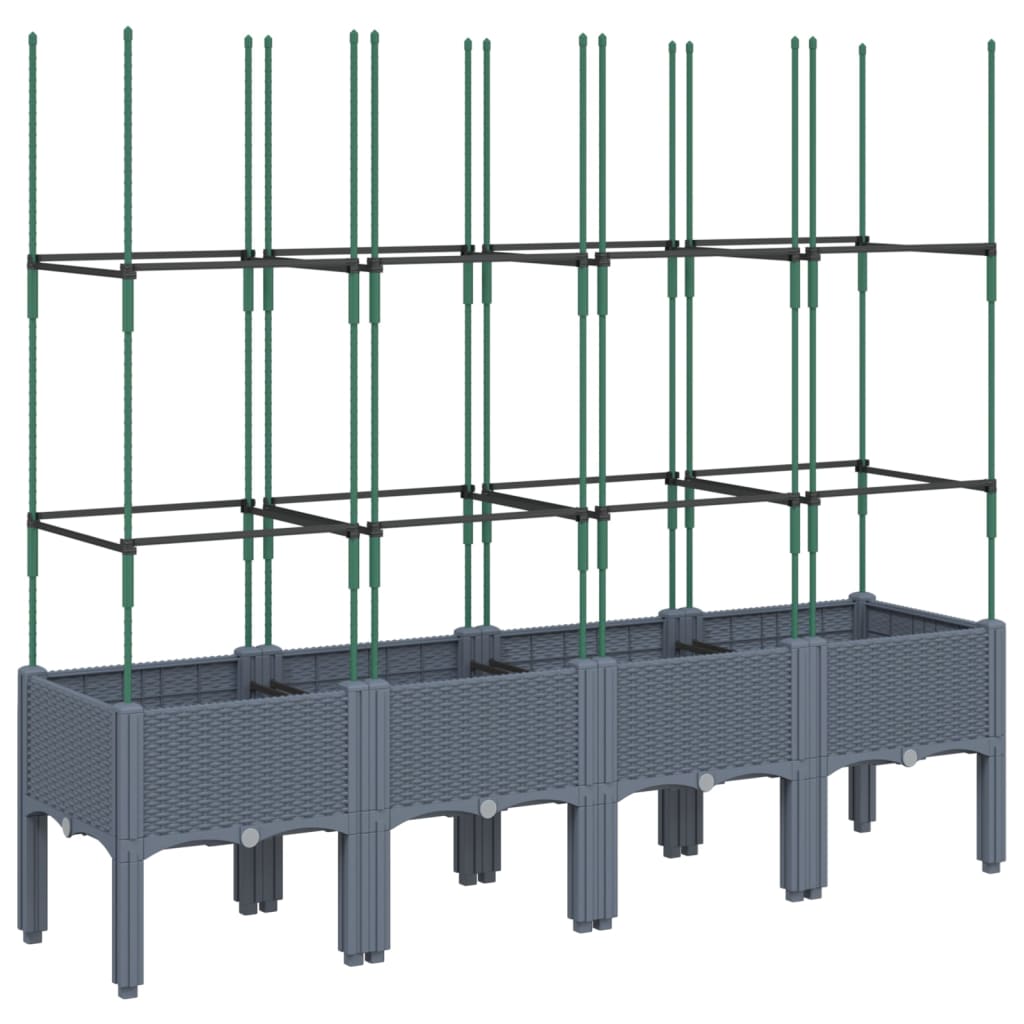 VIDAXL -Pflanzer mit Latwerk 160 x 40 x 142,5 cm Polypropengrau