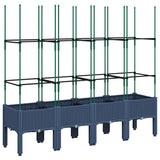 Vidaxl plantenbak met latwerk 160x40x142,5 cm polypropeen blauwgrijs