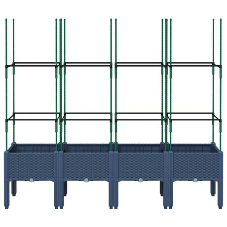 Vidaxl plantenbak met latwerk 160x40x142,5 cm polypropeen blauwgrijs