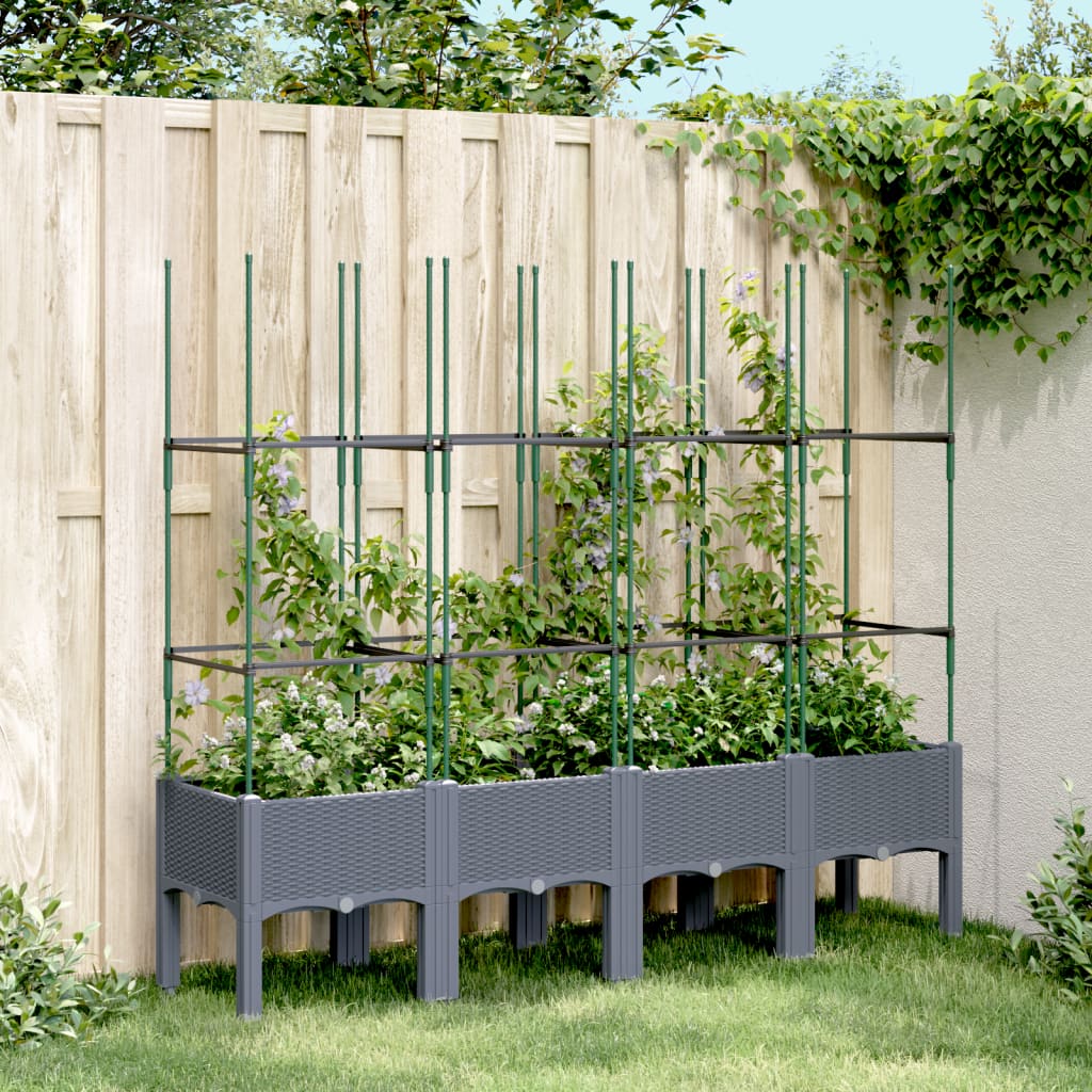 Vidaxl plantenbak met latwerk 160x40x142,5 cm polypropeen grijs