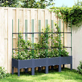 Vidaxl plantenbak met latwerk 160x40x142,5 cm polypropeen blauwgrijs
