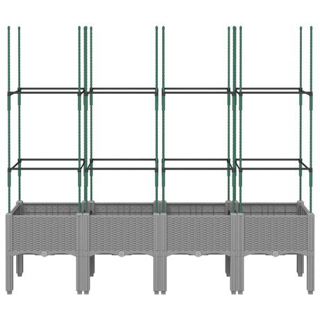 Vidaxl plantenbak met latwerk 160x40x142,5 cm polypropeen lichtgrijs