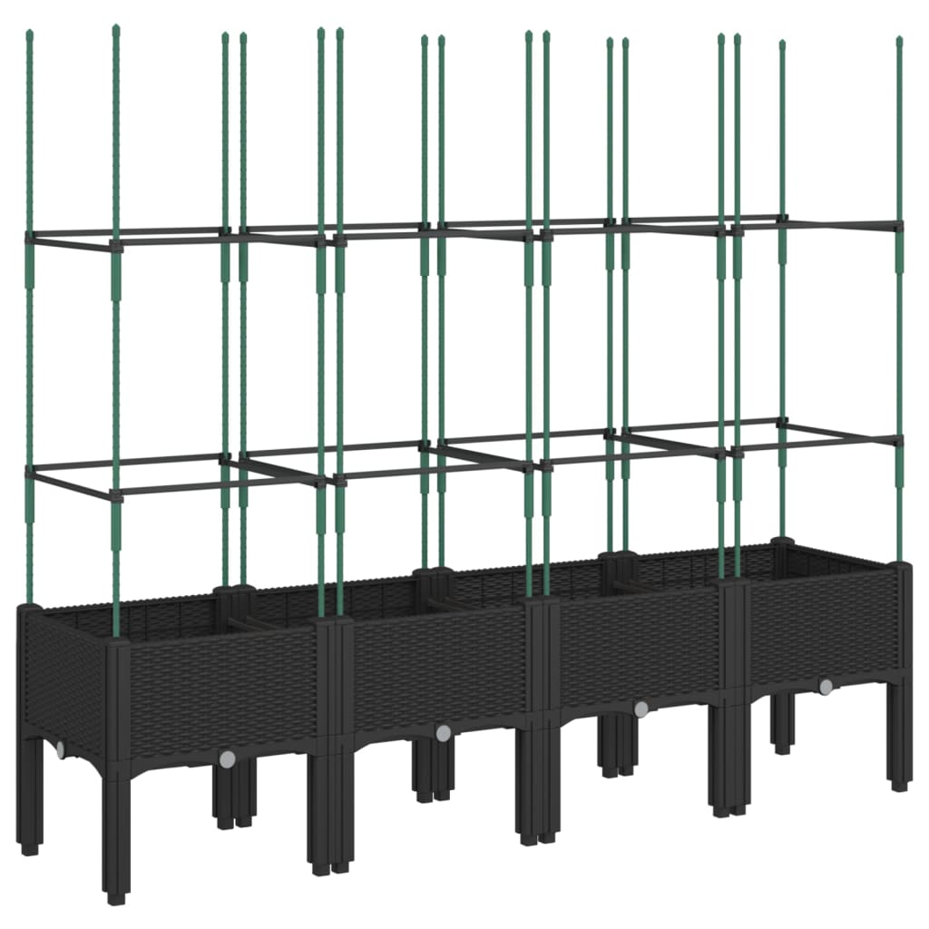 Vidaxl plantenbak met latwerk 160x40x142,5 cm polypropeen zwart