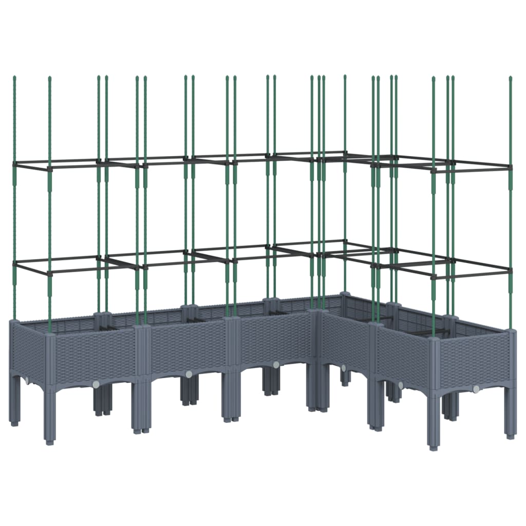 VidaXL Planter with slat work 160x120x142.5 cm Polypropene gray