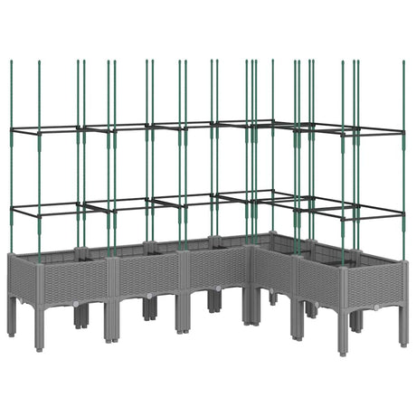 Vidaxl plantenbak met latwerk 160x120x142,5 cm polypropeen lichtgrijs