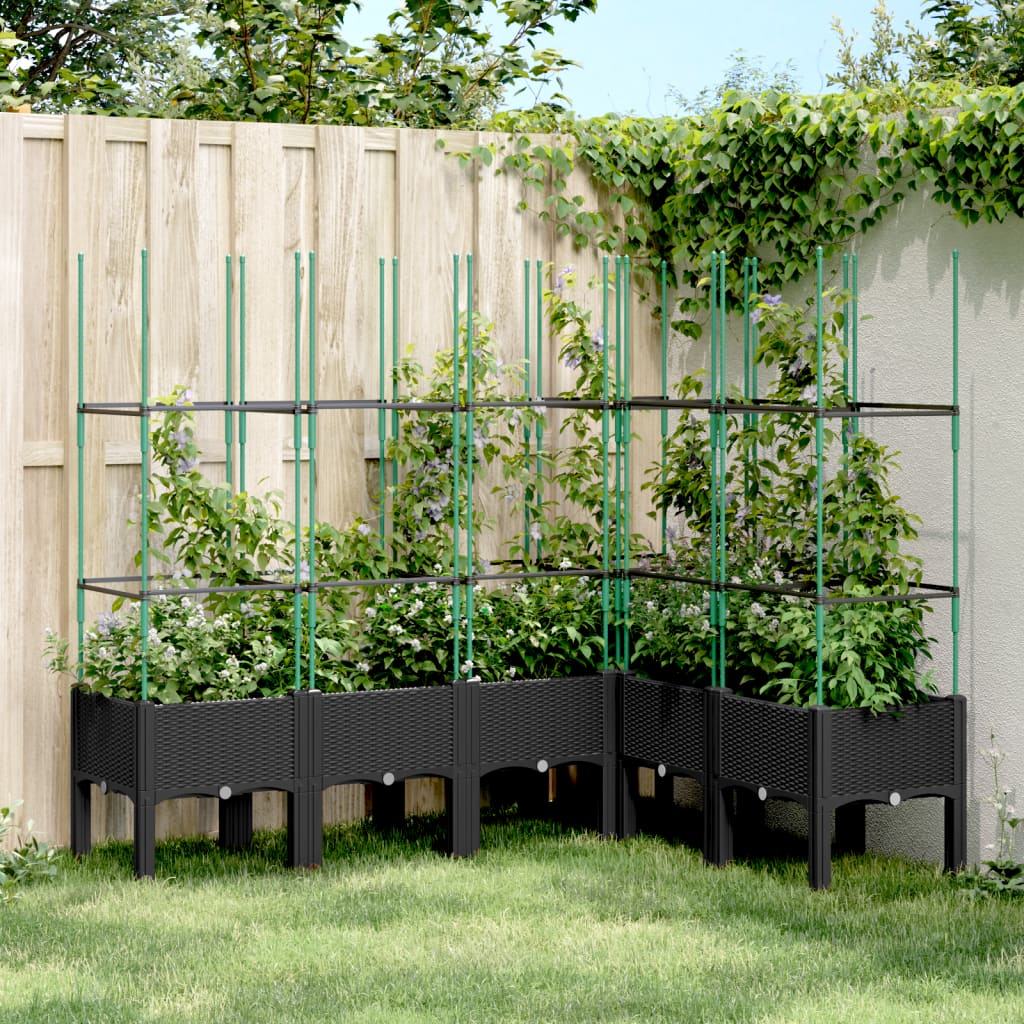 Jardinière Vidaxl avec latwerk 160x120x142.5 cm en polypropène noir