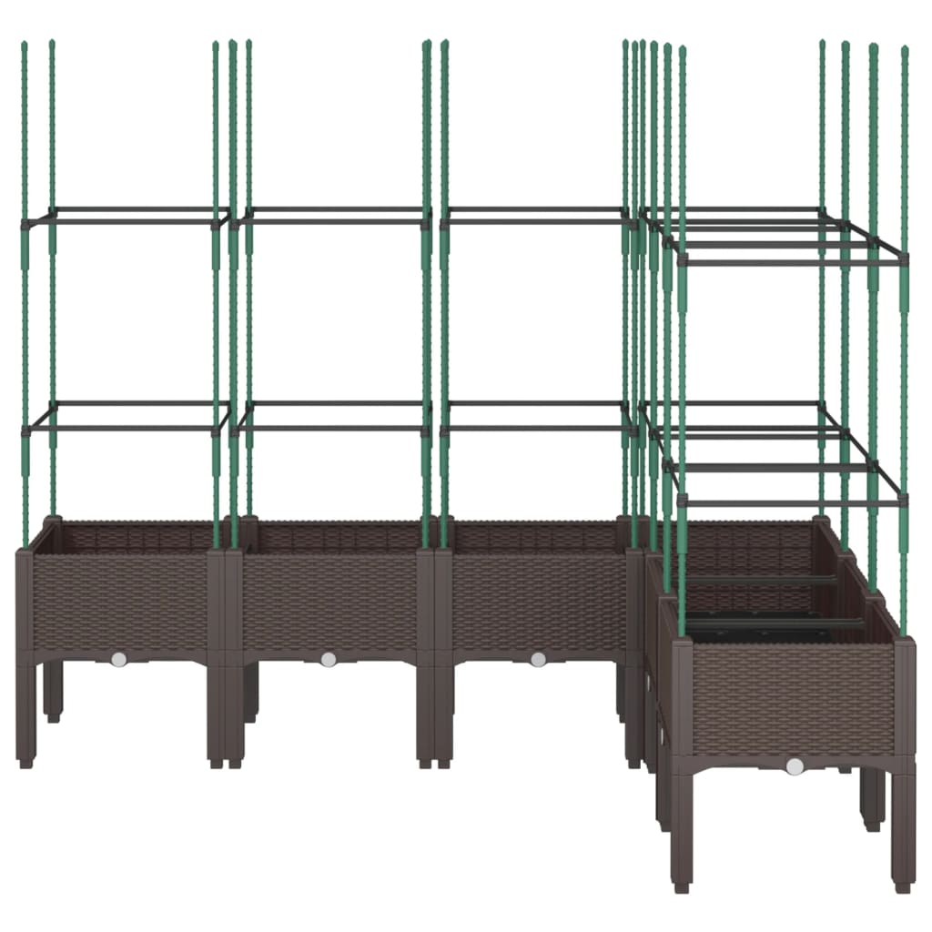 Vidaxl sadilnik s slatom delo 160x120x142,5 cm polipropen rjava