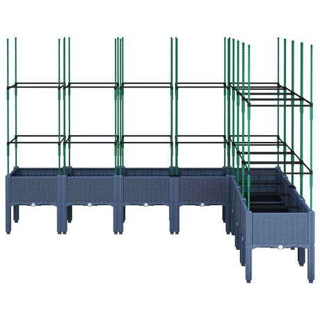 Vidaxl plantenbak met latwerk 200x160x142,5 cm polypropeen blauwgrijs