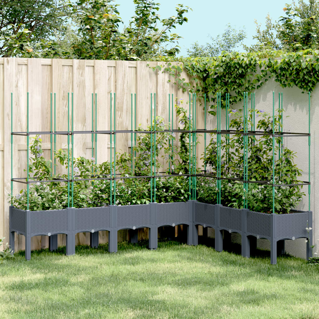 Vidaxl Planter med Latwerk 200x160x142,5 cm polypropengrå