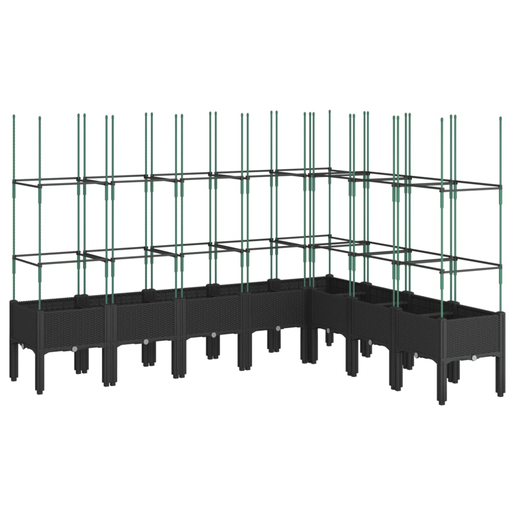 VIDAXL -Pflanzer mit Latwerk 200x160x142.5 cm Polypropen Schwarz