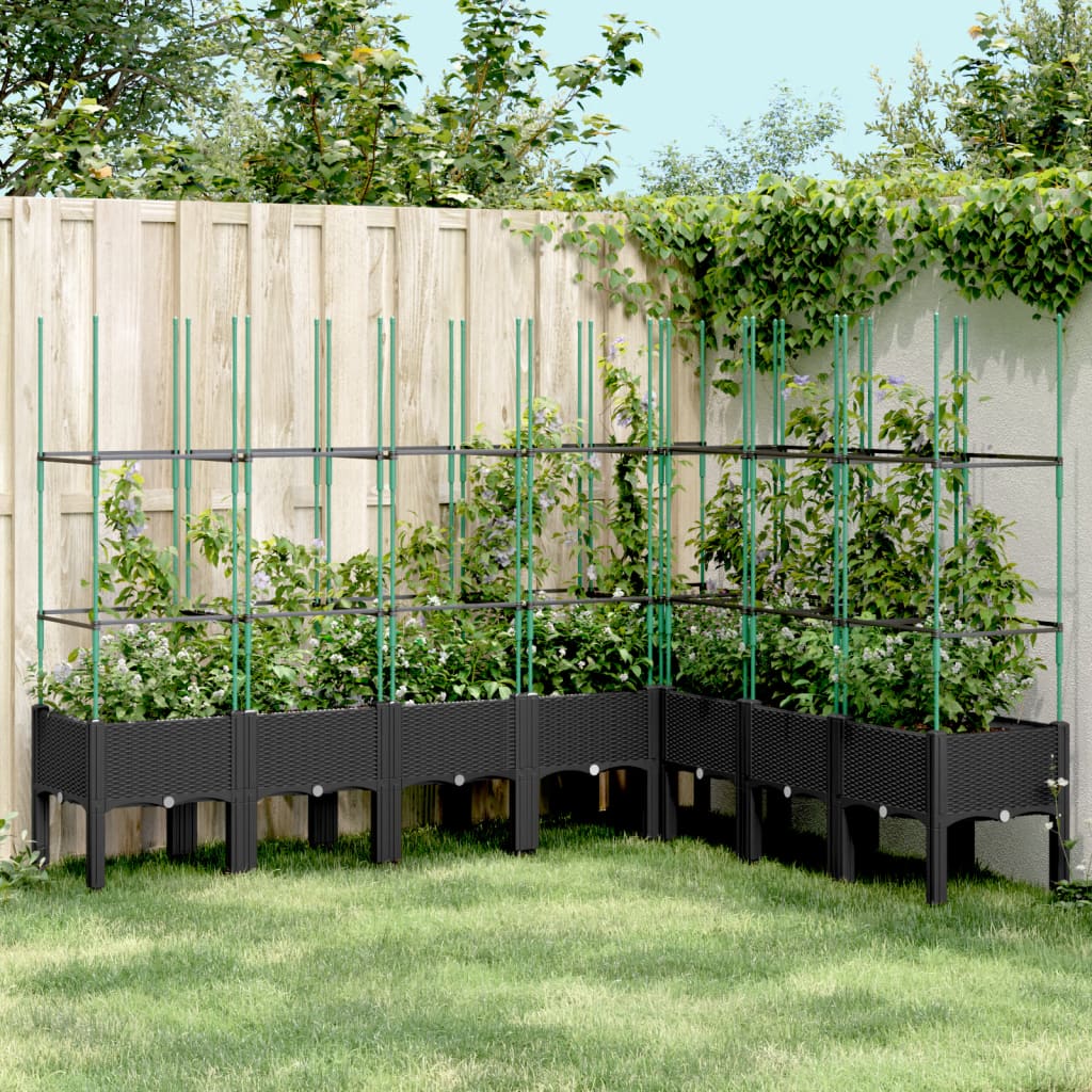 Jardinière Vidaxl avec Latwerk 200x160x142,5 cm Black en polypropène