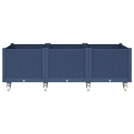 Vidaxl plantenbak met wielen 150x80x54 cm polypropeen blauwgrijs