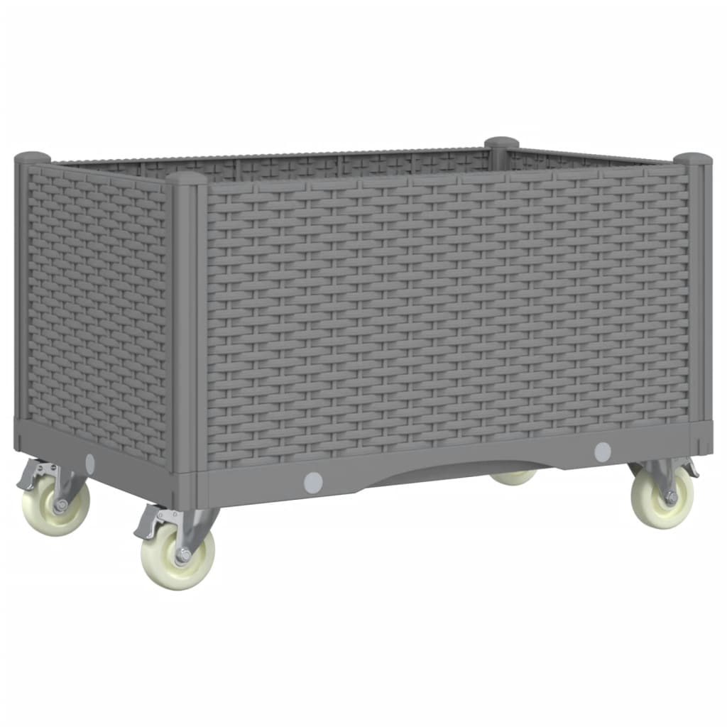 VidaXL Planter with wheels 80x50x54 cm Polypropene light gray