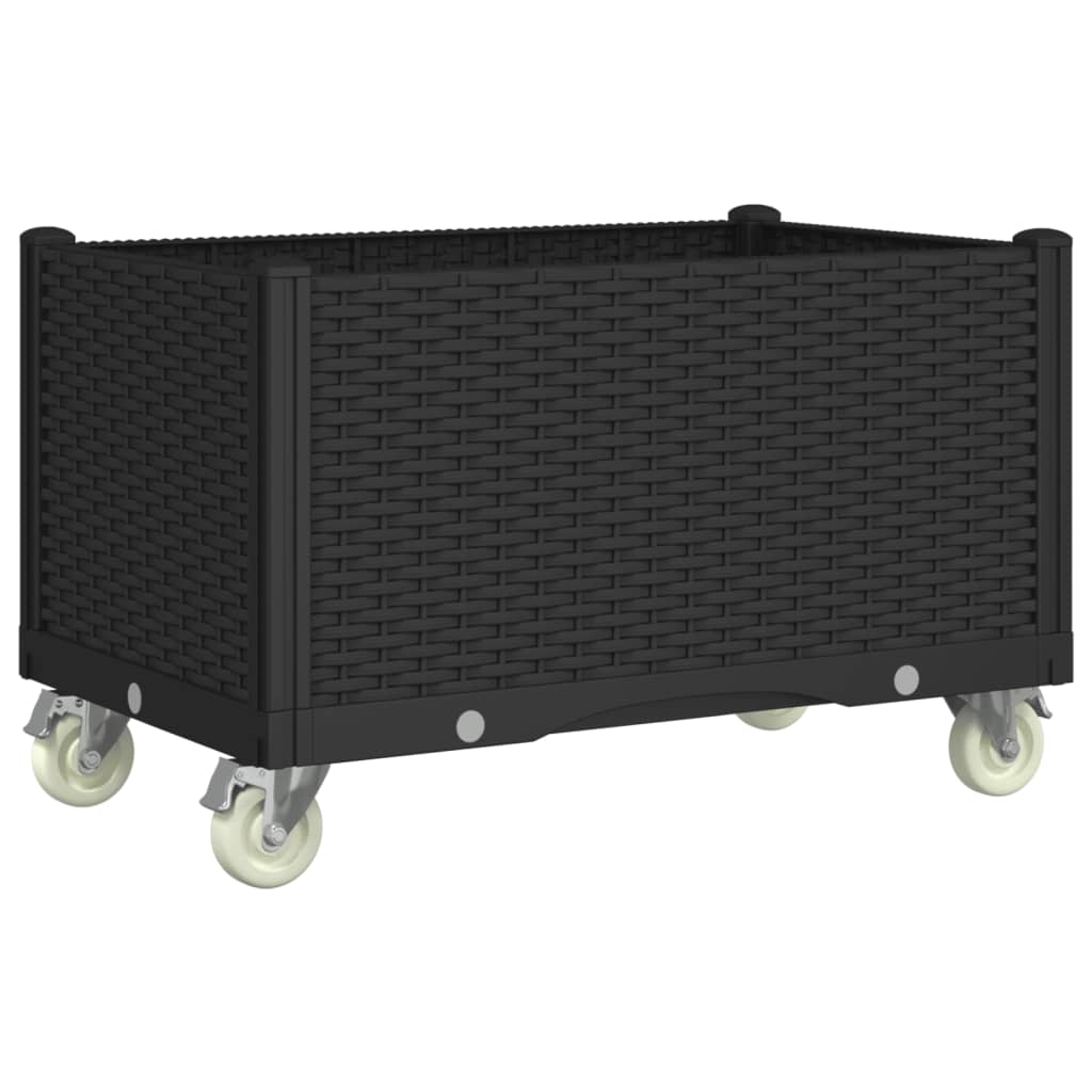 Caja de planificación Vidaxl con ruedas 80x50x54 cm polipropeno negro