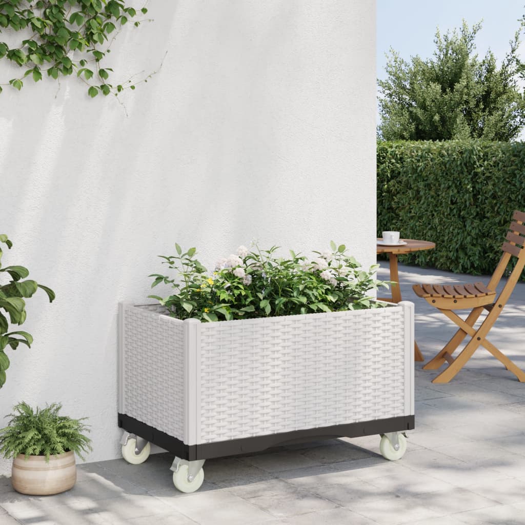 Vidaxl Planter med hjul 80x50x54 cm polypropen hvid