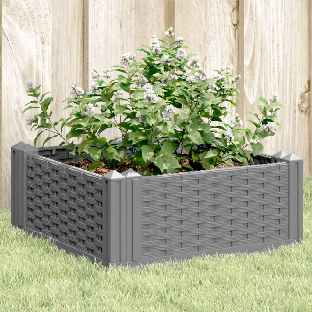 Plantador Vidaxl con pines 42.5x42.5x28.5 cm Polipropeno gris claro