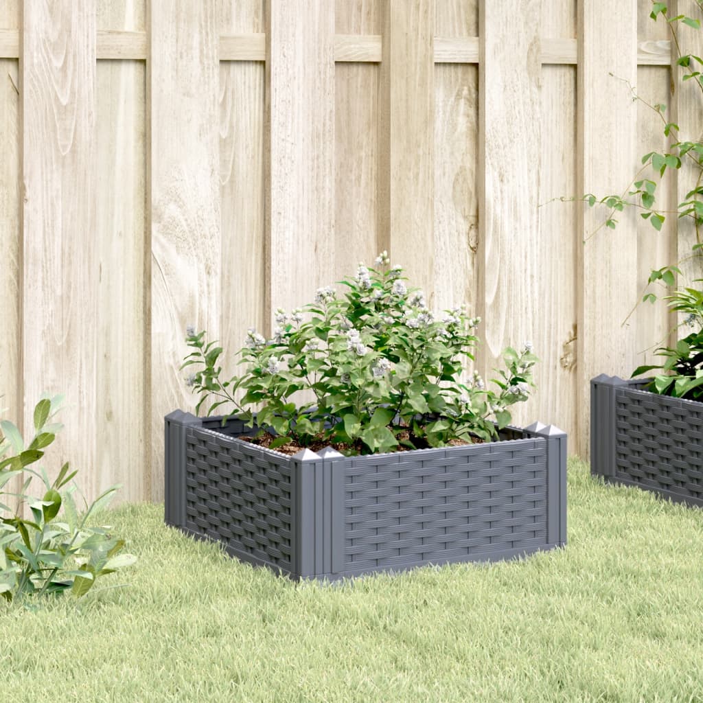 Vidaxl Planter med stift 42,5x42,5x28,5 cm polypropengrå