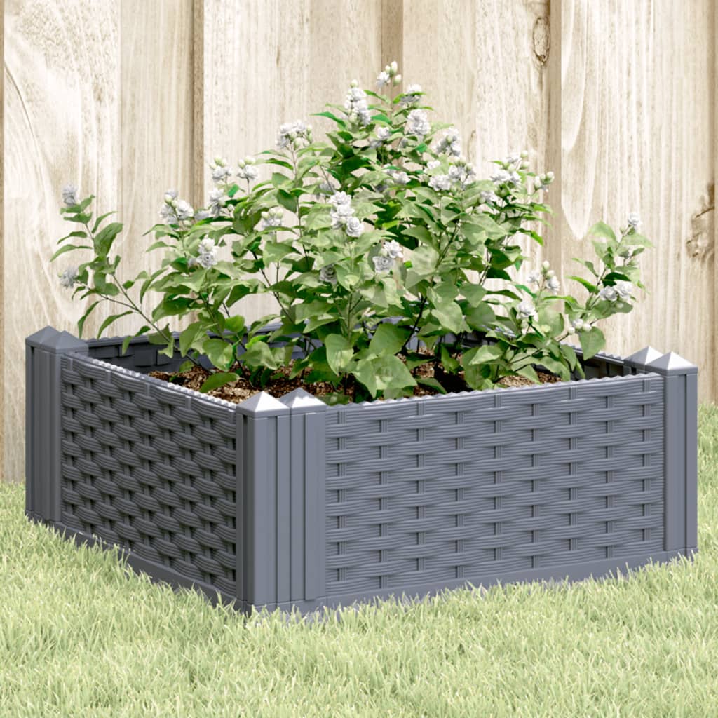 Jardinière Vidaxl avec broches 42.5x42.5x28,5 cm Gris en polypropène