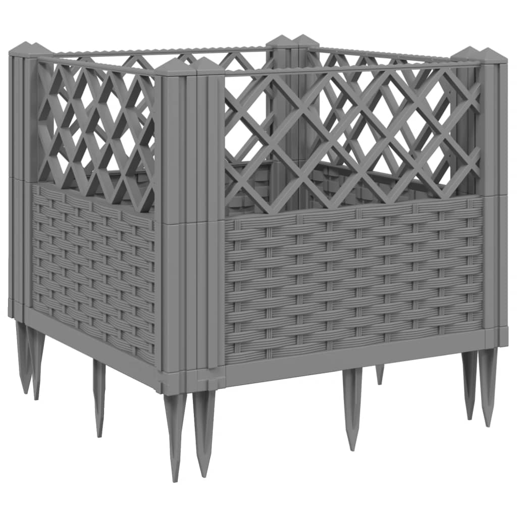 Vidaxl sadilnik z zatiči 43,5x43,5x43,5 cm polipropensko svetlo sivo