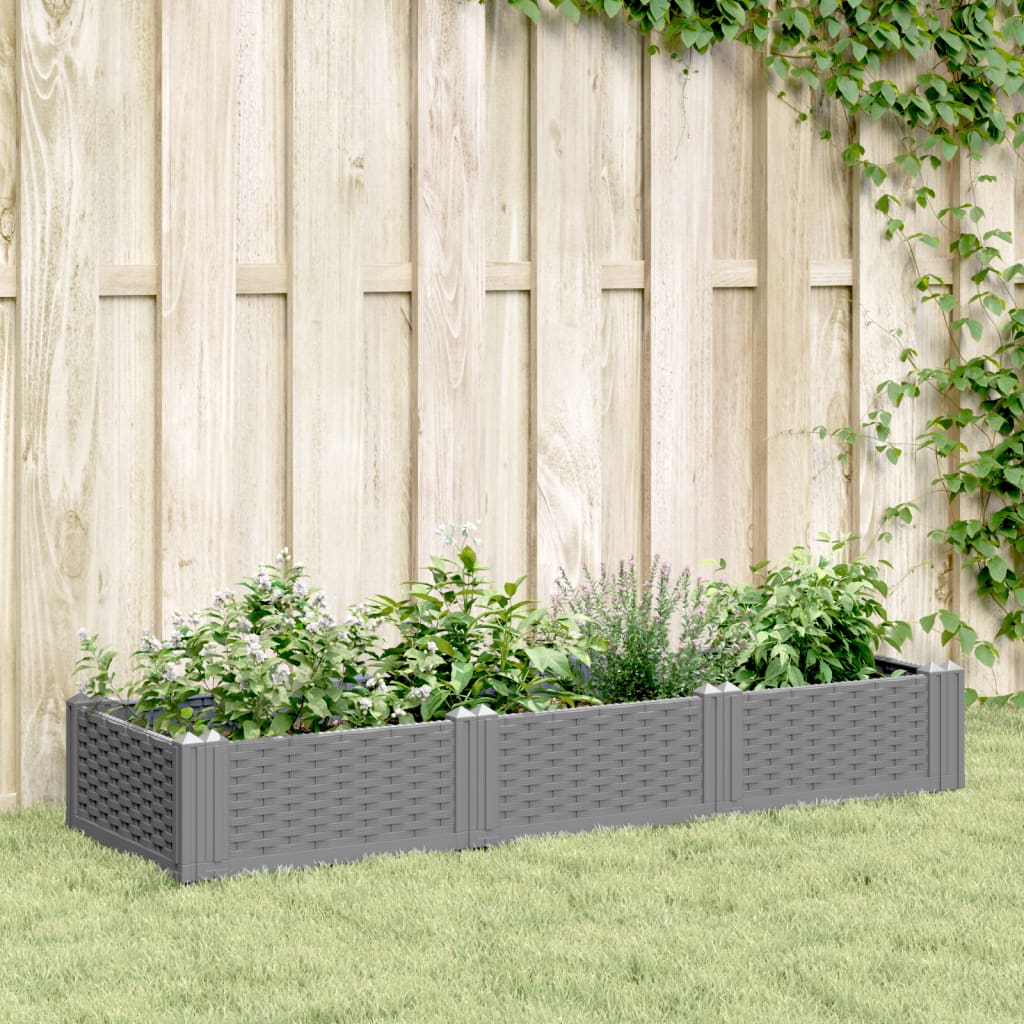 VidaXL Planter with pins 125x40x28.5 cm Polypropene light gray