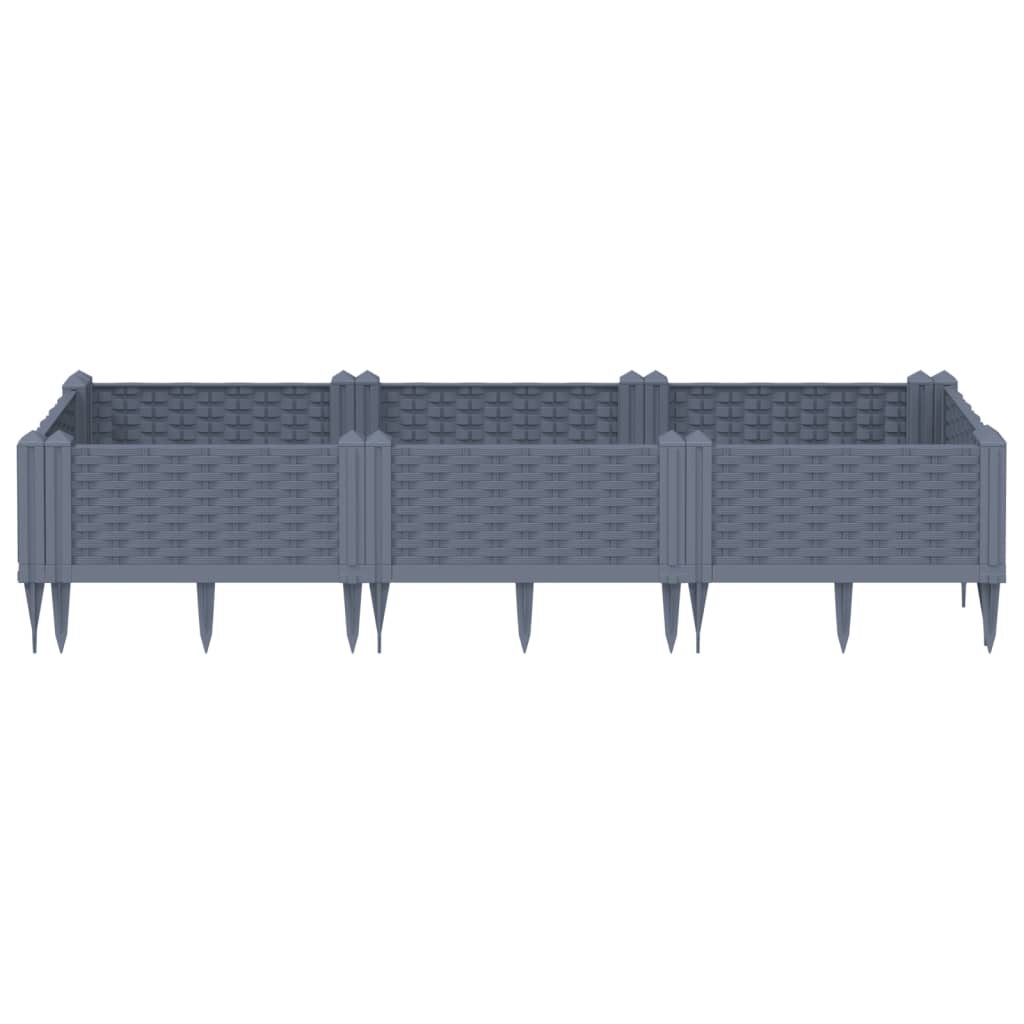 Vidaxl Plantter mat Pins 125x40x28.5 cm Polyprope Grey