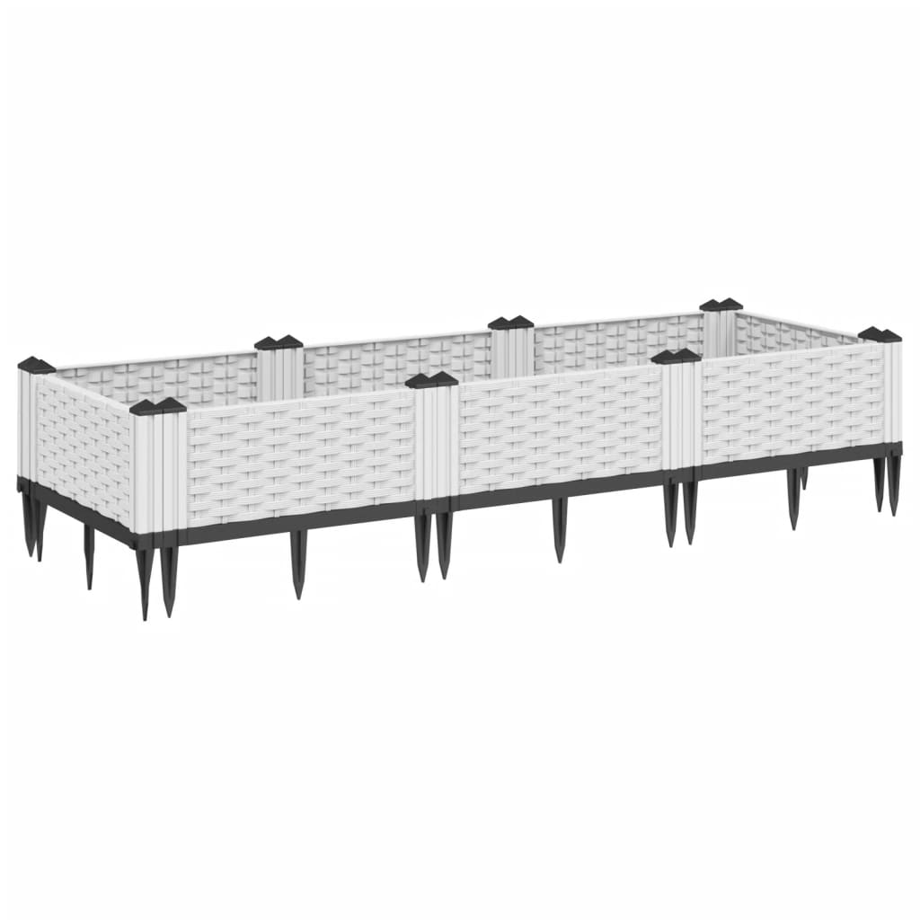 VidaXL Planter with pins 125x40x28.5 cm Polypropene white